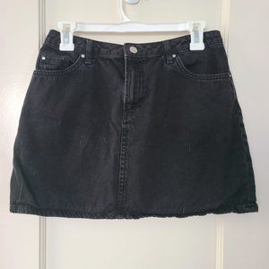 Black denim mini skirt